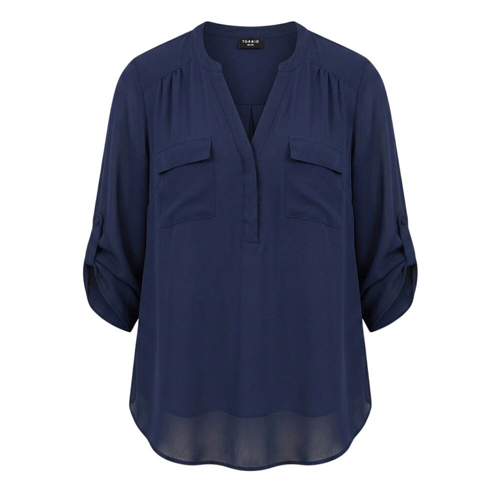 Torrid Womens 1X Modest Career Office Minimalist Staple Harper Georgette Blouse